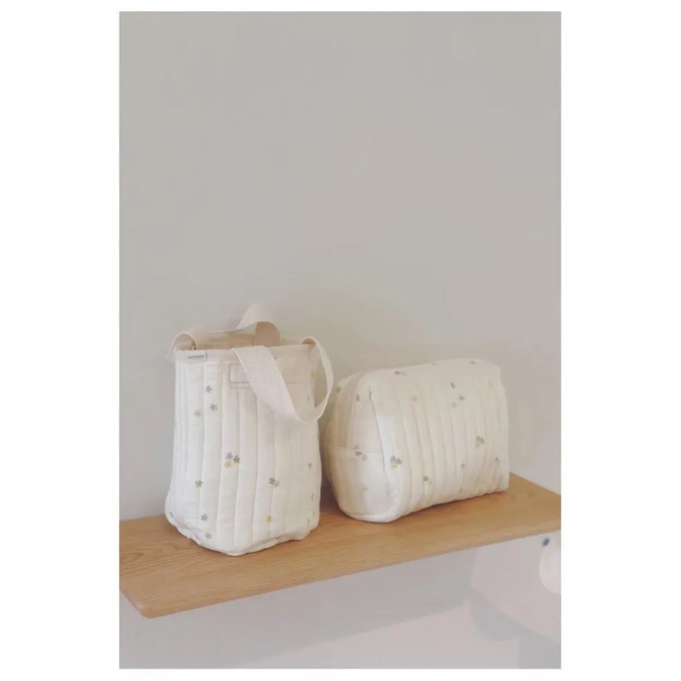 Panier de rangement Daisies en coton bio | Ecru