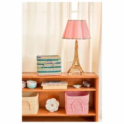 Panier de rangement en raphia rayé