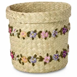 Panier de rangement en raphia Fleurs