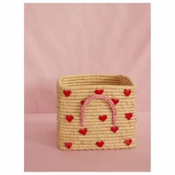 Panier de rangement en raphia Cœurs
