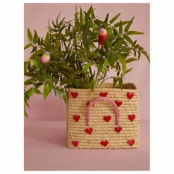 Panier de rangement en raphia Cœurs