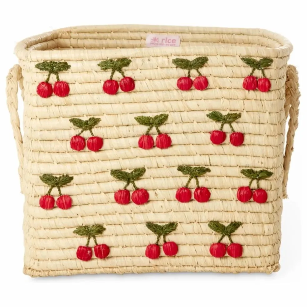 Panier de rangement en raphia Cerises