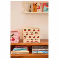 Panier de rangement en raphia Cerises