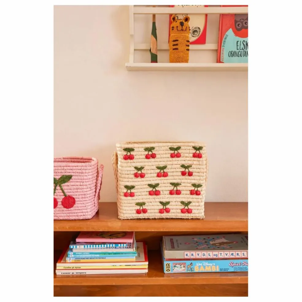 Panier de rangement en raphia Cerises