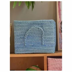 Panier de rangement en raphia | Bleu