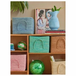 Panier de rangement en raphia | Bleu