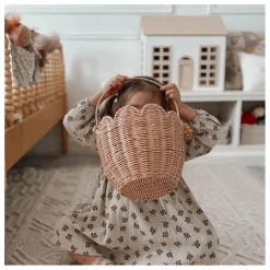 Panier en rotin Petal | Rose pêche