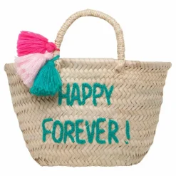 Panier Pompon brodé Happy Forever