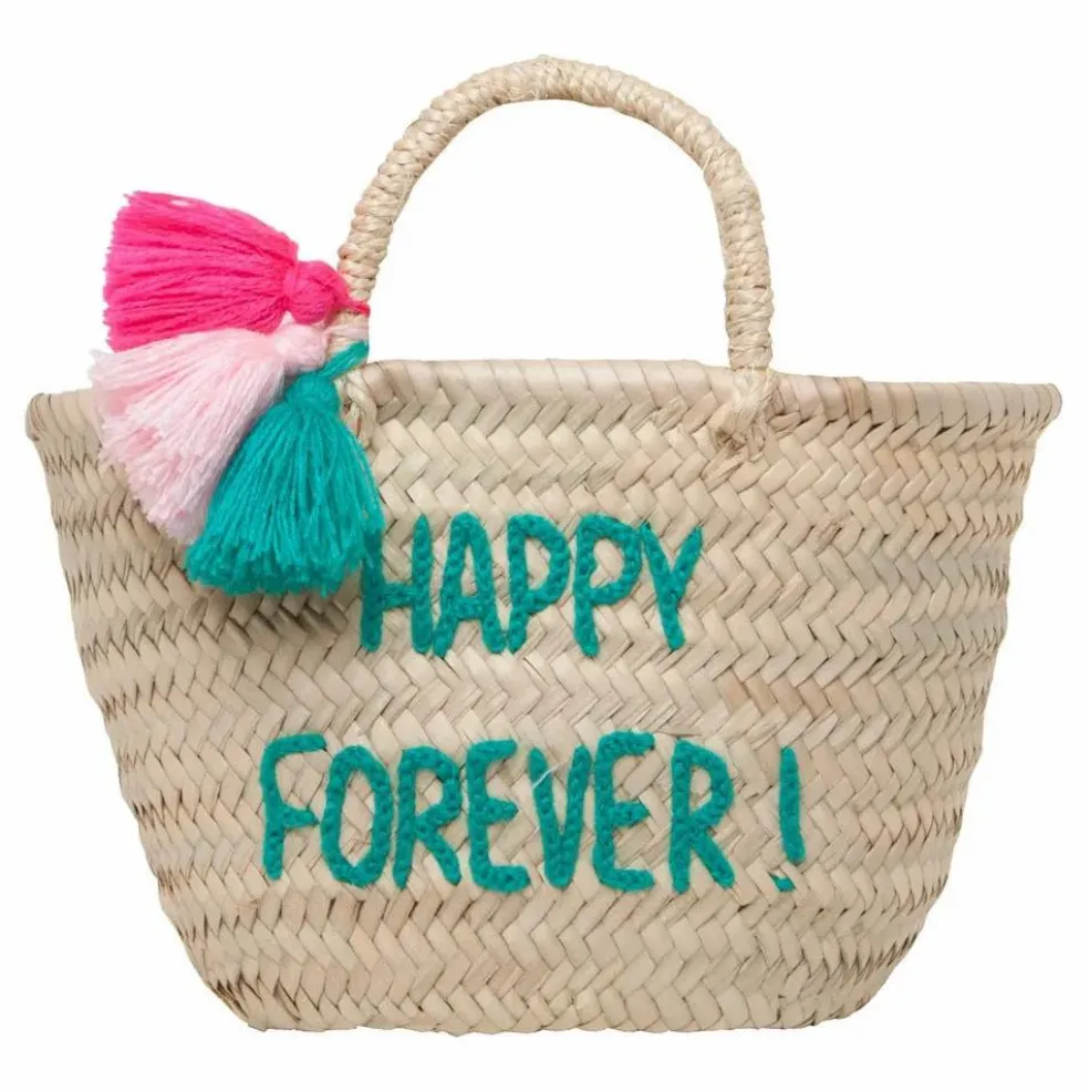 Panier Pompon brodé Happy Forever