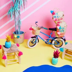 Panier Pompon brodé Happy Forever