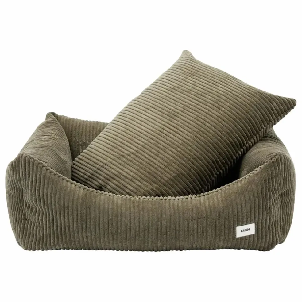 Panier pour chien en velours côtelé Snozy | Vert