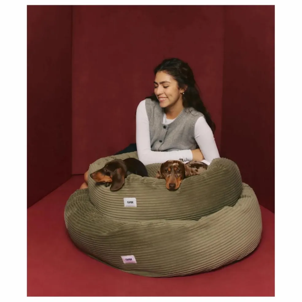 Panier pour chien en velours côtelé Nuba | Vert