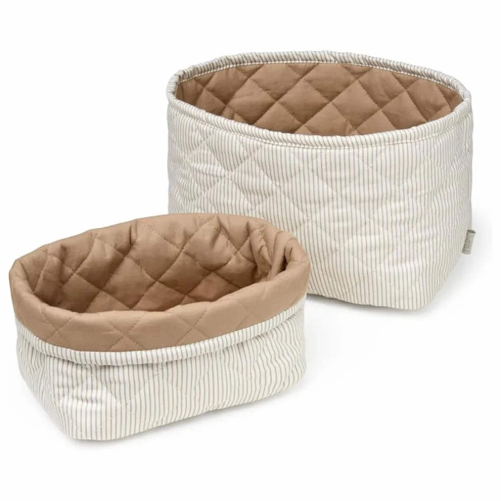 Paniers de rangement rayé - Set 2 | Camel
