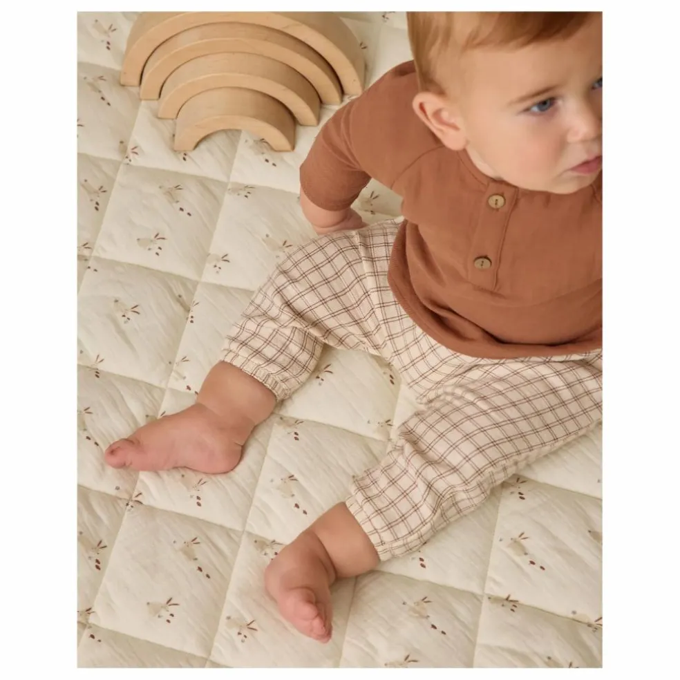 Pantalon à Carreaux Gaze de Coton Bio | Marron