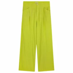 Pantalon à Pinces Coton et Lin - Collection Femme | Vert anis