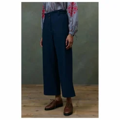 Pantalon Abuela Heringbone Laine - Collection Femme | Bleu marine