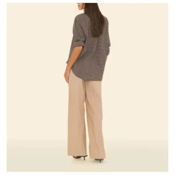 Pantalon Alto Rayé | Caramel