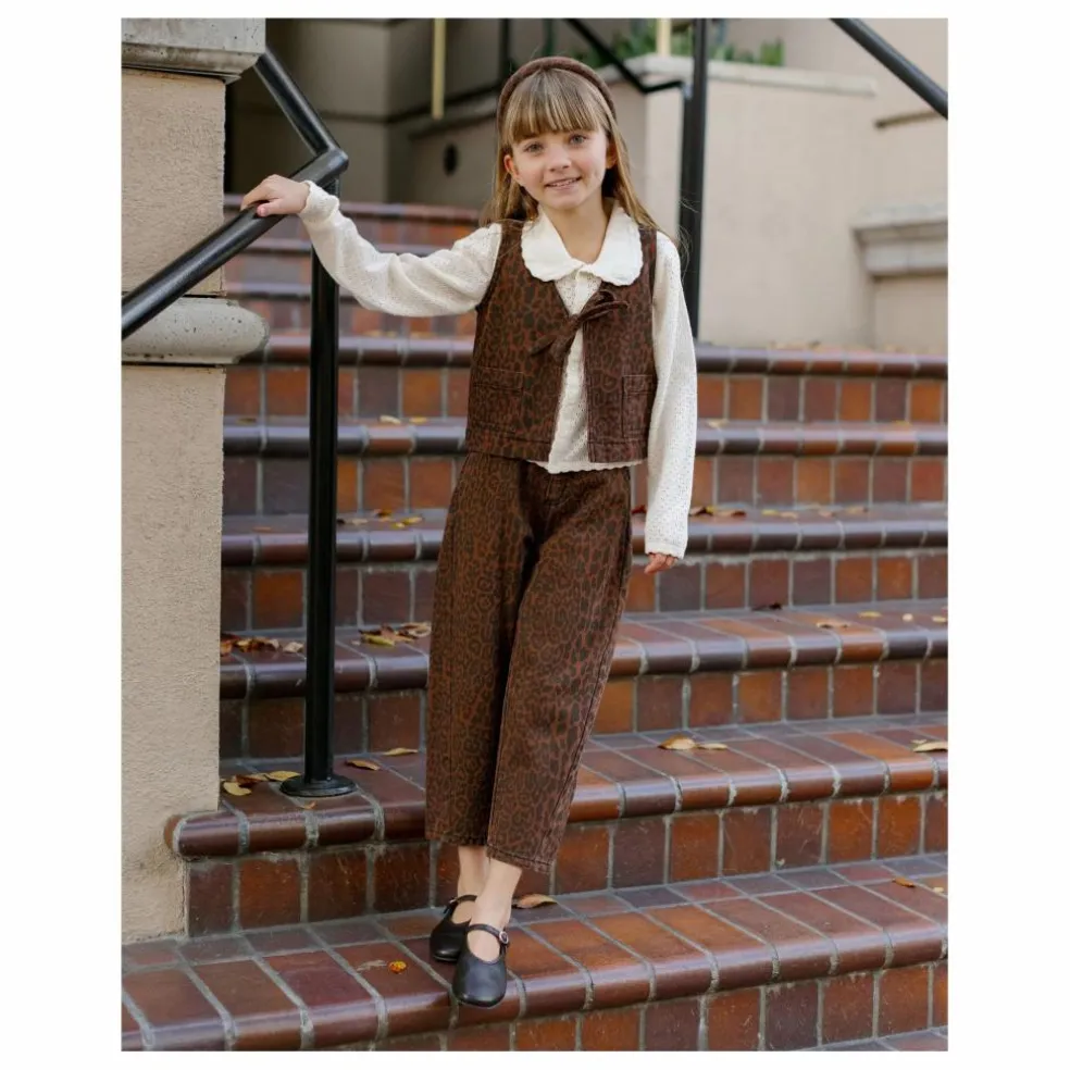 Pantalon Barrel Leopard | Marron