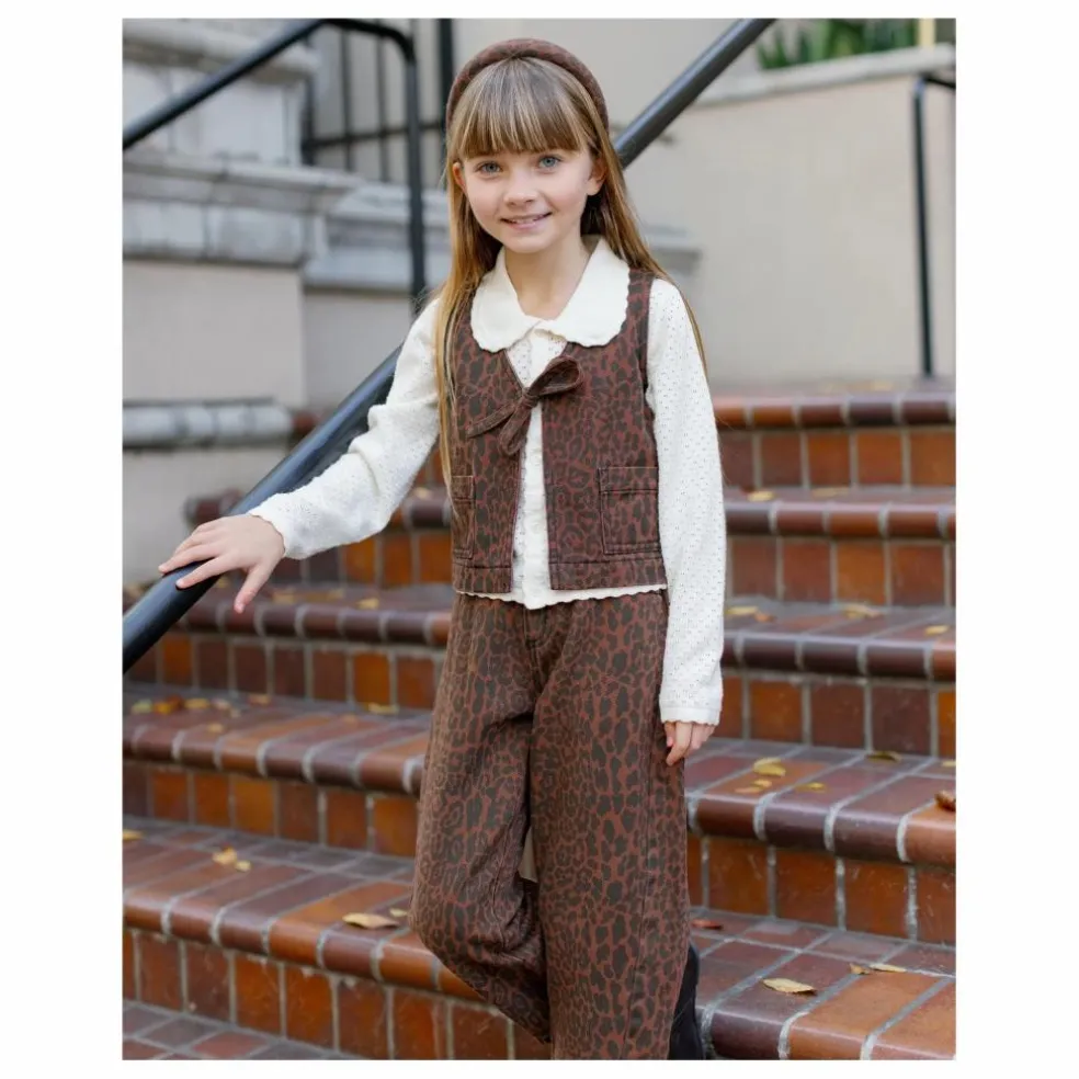 Pantalon Barrel Leopard | Marron