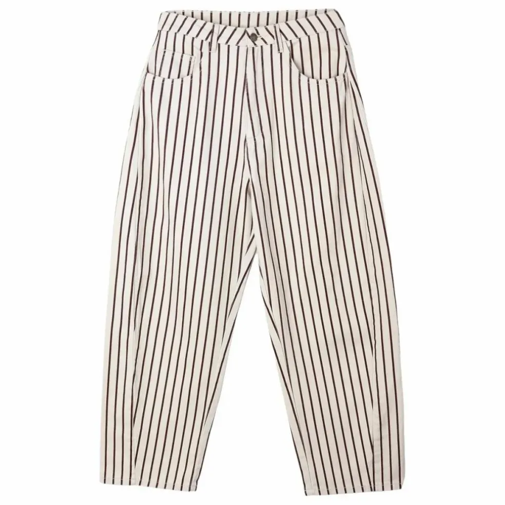 Pantalon Barrel Rayures | Ecru