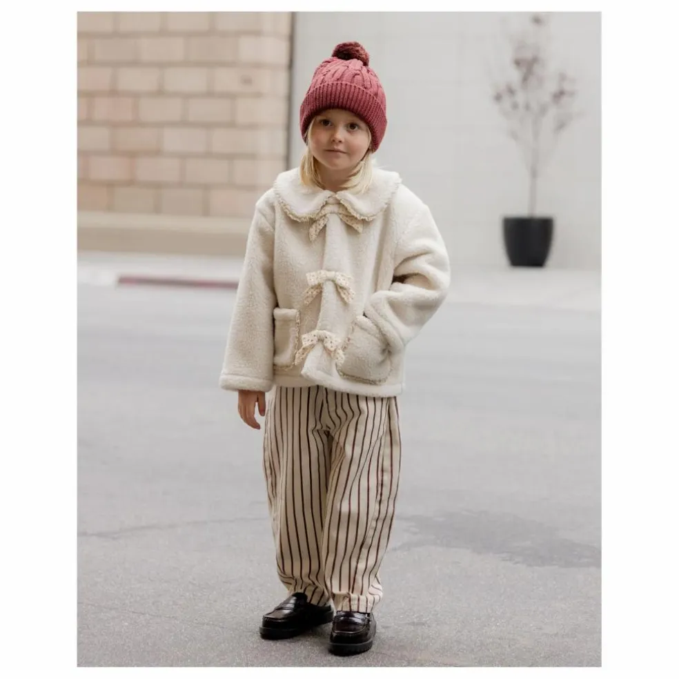 Pantalon Barrel Rayures | Ecru
