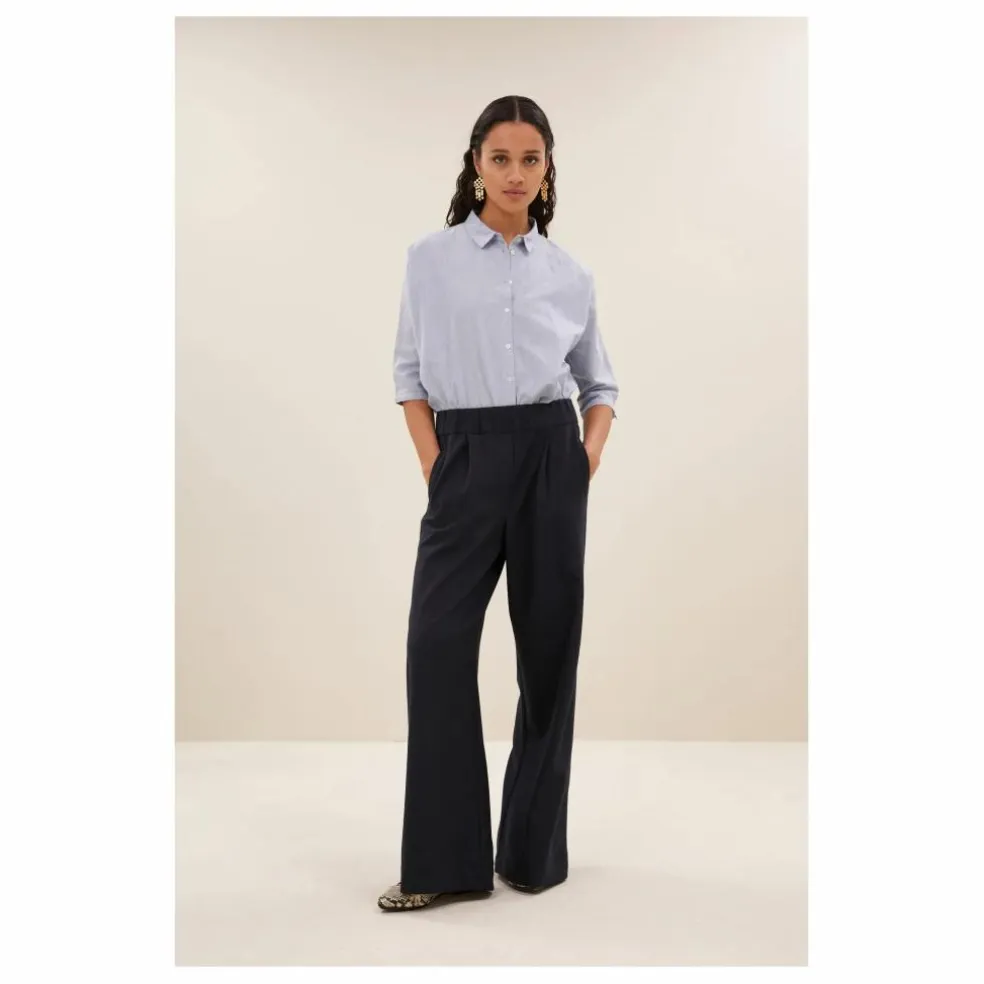 Pantalon Benji Rayé | Bleu foncé