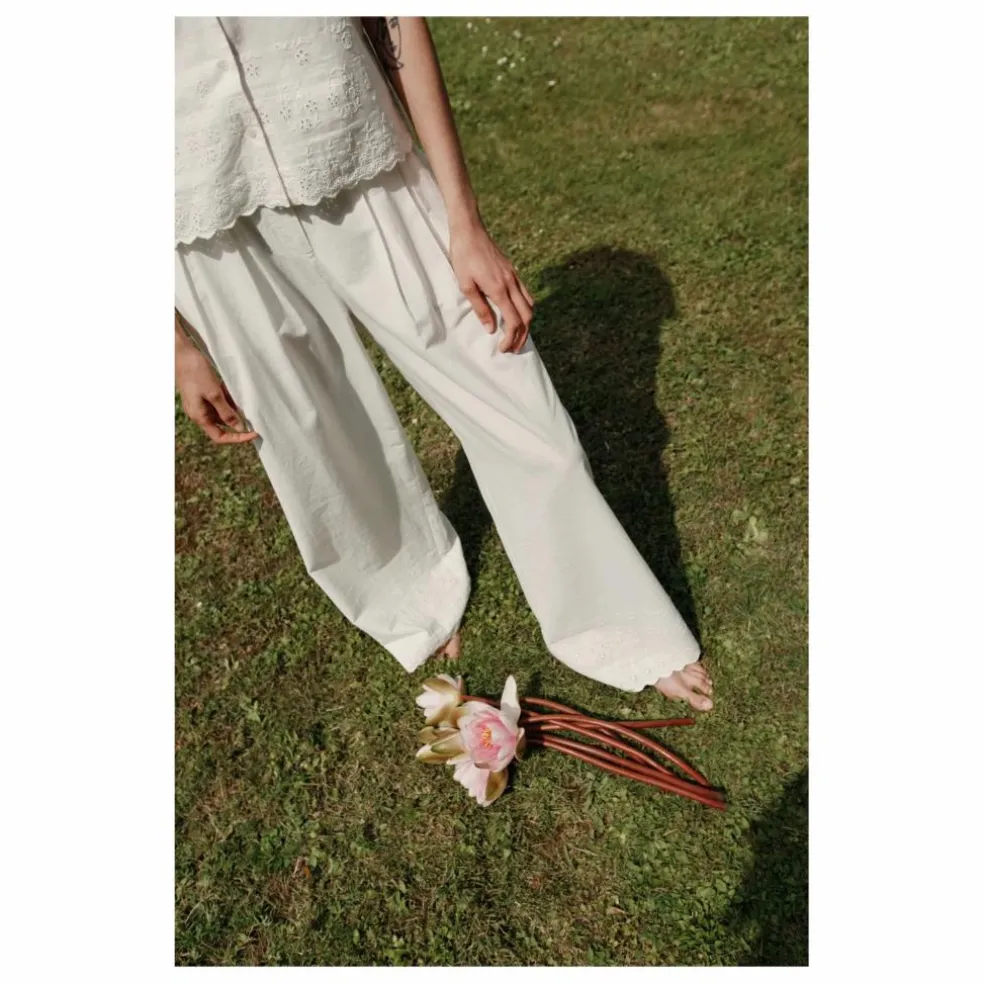 Pantalon Bohème Brodé | Blanc