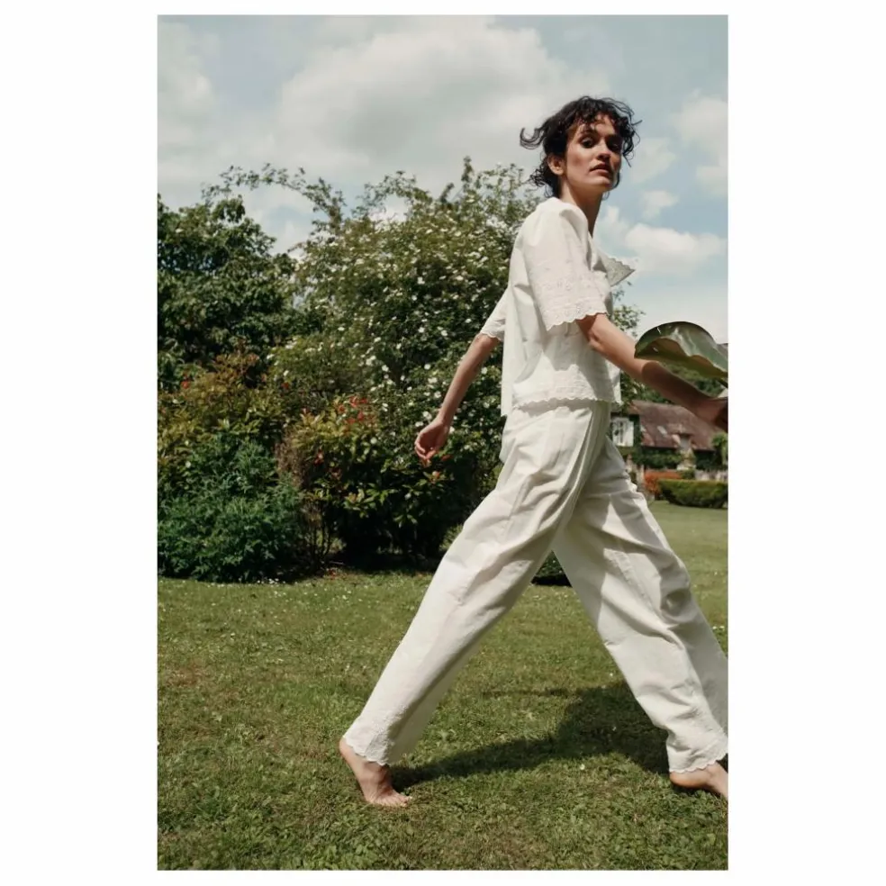 Pantalon Bohème Brodé | Blanc