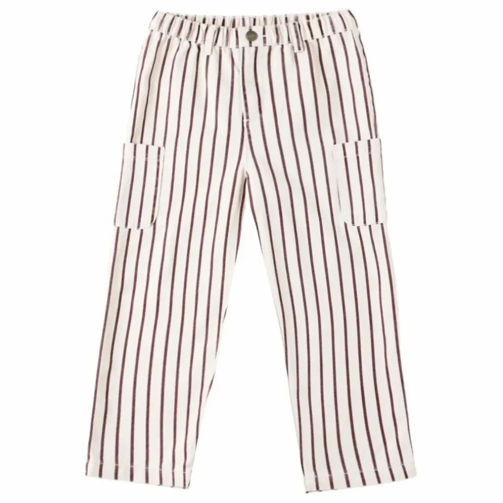 Pantalon Cargo Rayures | Ecru