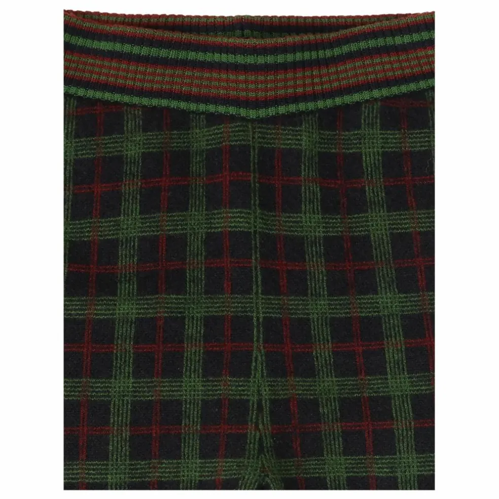 Pantalon Carreaux Feutré Laine de Mérinos | Vert
