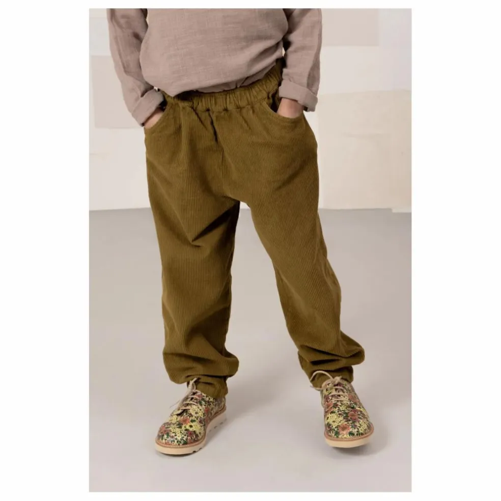Pantalon Carrot Velours Côtelé Coton Bio | Vert kaki