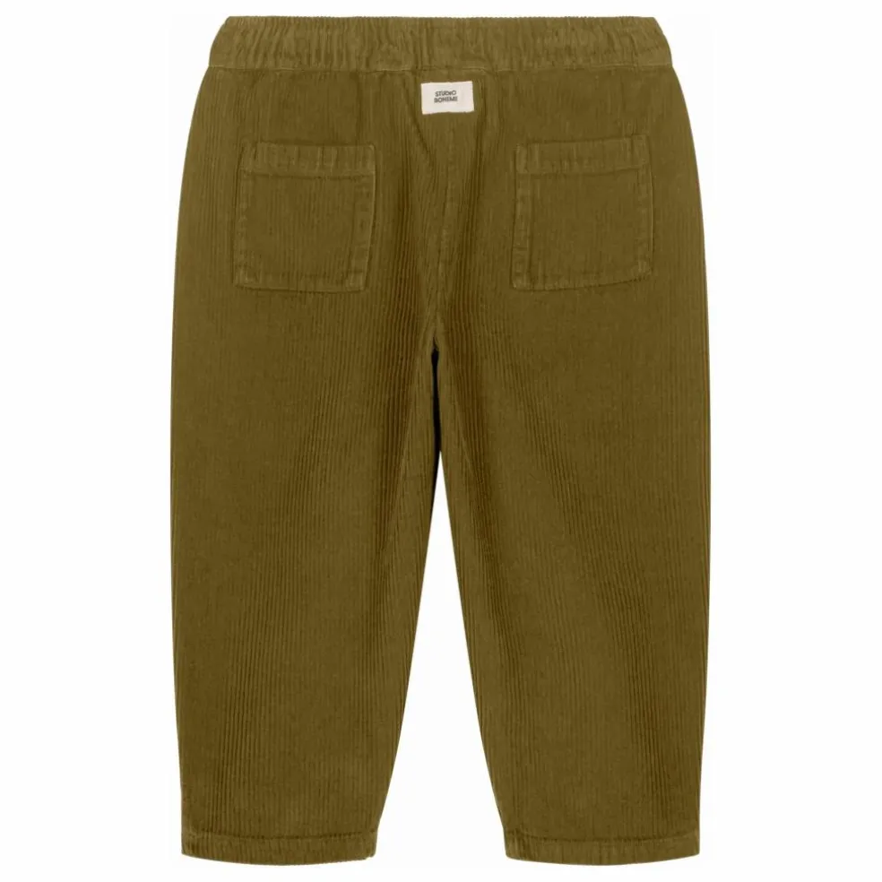 Pantalon Carrot Velours Côtelé Coton Bio | Vert kaki