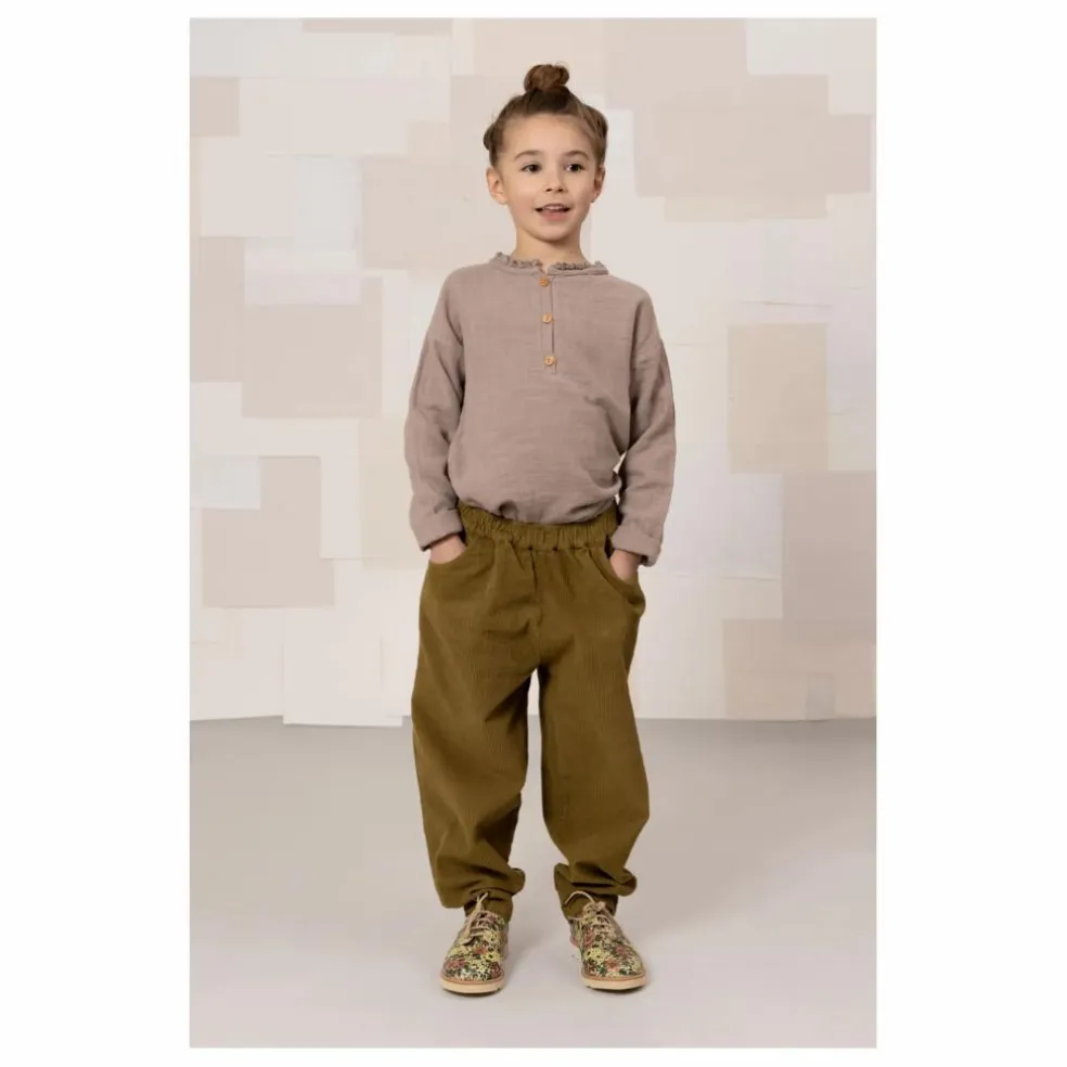 Pantalon Carrot Velours Côtelé Coton Bio | Vert kaki
