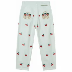 Pantalon Cerises Coton Gabardine | Blanc