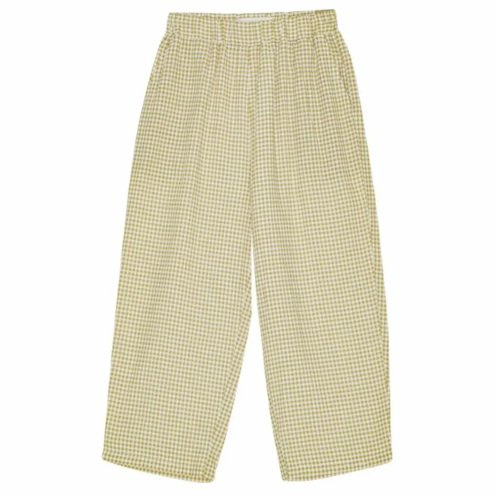 Pantalon Dora Carreaux Coton Bio | Beige
