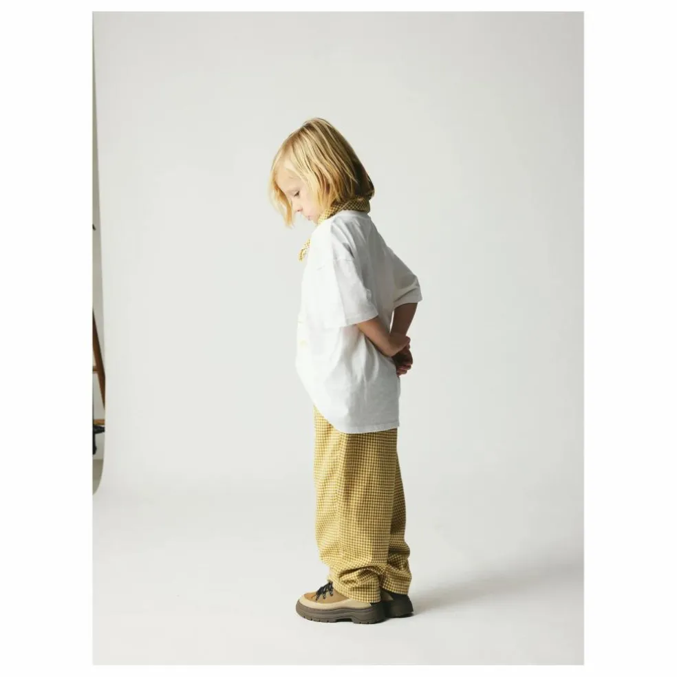 Pantalon Dora Carreaux Coton Bio | Beige