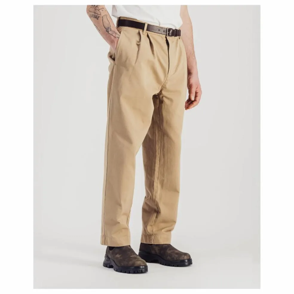 Pantalon Double Plis Twill | Beige