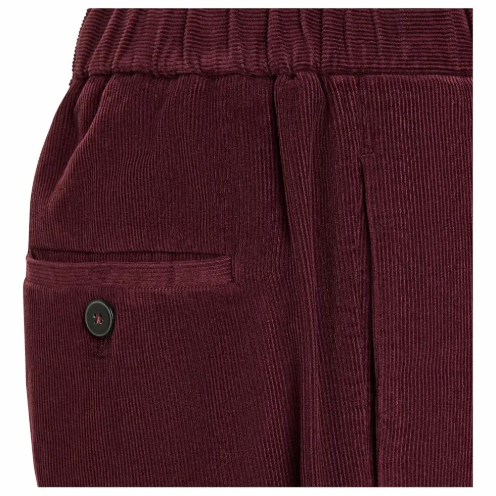 Pantalon Droit Elastiqué Velours Côtelé | Bordeaux