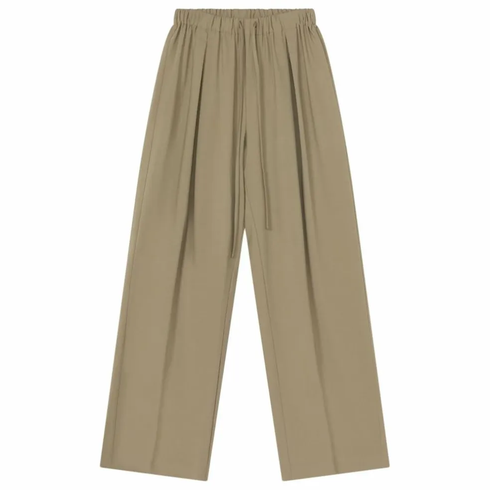 Pantalon Elastiqué Relaxed Laine Vierge | Olive