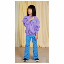 Pantalon Flare Pois Coton Bio | Bleu azur
