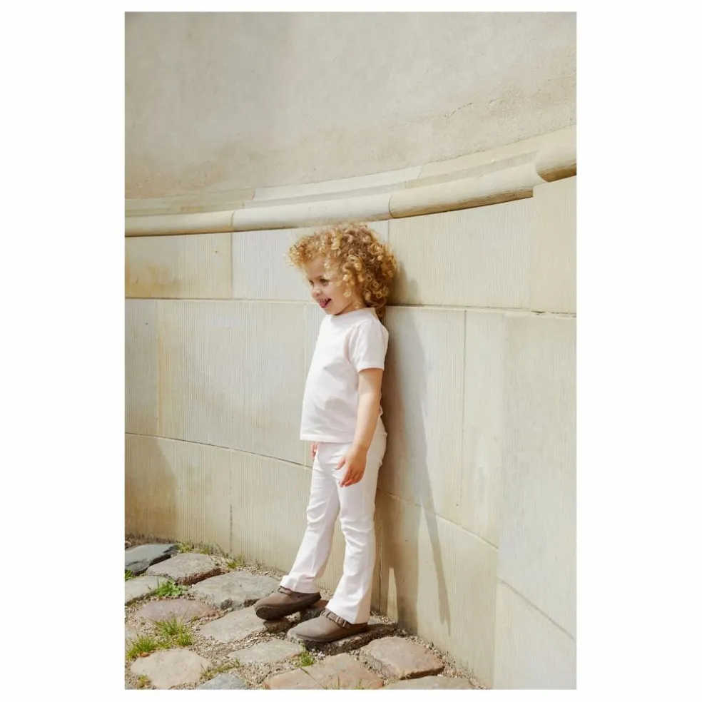 Pantalon Flare Rayures Coton Bio | Rose pâle