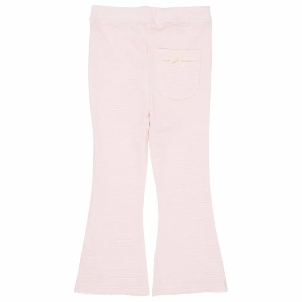 Pantalon Flare Rayures Coton Bio | Rose pâle