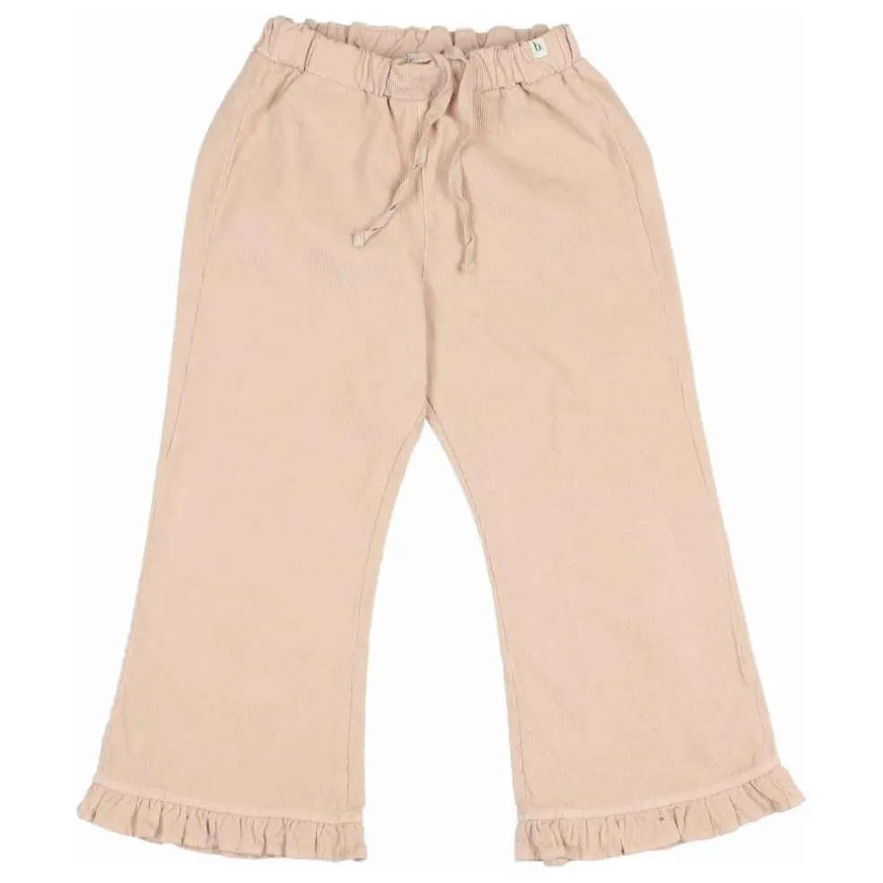 Pantalon Fleuri Velours Côtelé Coton Bio | Rose