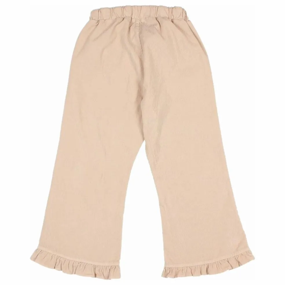 Pantalon Fleuri Velours Côtelé Coton Bio | Rose