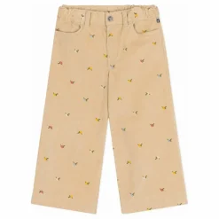 Pantalon Fleuri Velours Côtelé | Beige