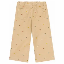 Pantalon Fleuri Velours Côtelé | Beige
