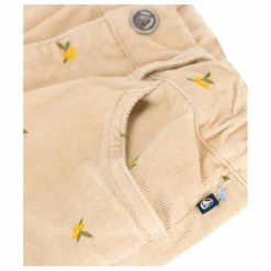 Pantalon Fleuri Velours Côtelé | Beige