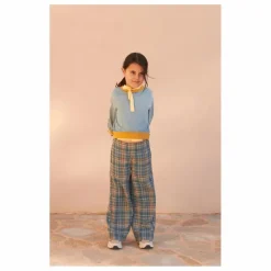 Pantalon Large Carreaux | Bleu