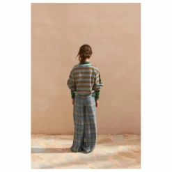 Pantalon Large Carreaux | Bleu