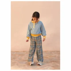 Pantalon Large Carreaux | Bleu